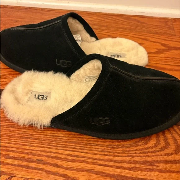 Men’s UGG scuff black Slippers with Cream Lining US 10 - Picture 1 of 6